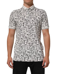 Dolce & Gabbana White Musical Print Collared Polo T-shirt - IT52 | XL