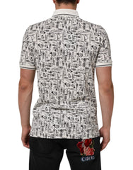 Dolce & Gabbana White Musical Print Collared Polo T-shirt - IT52 | XL - Polos