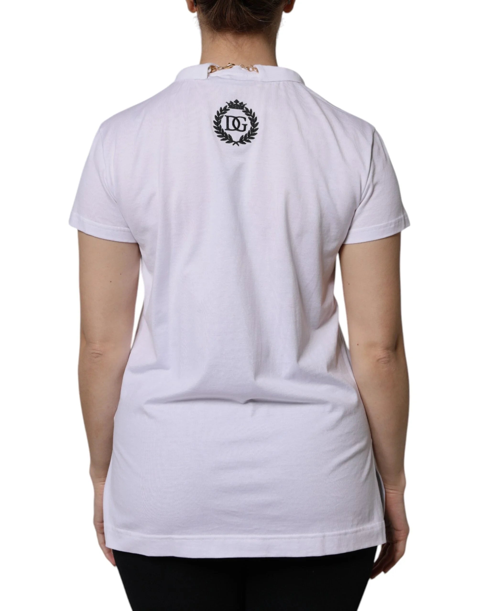 Dolce & Gabbana White Necklace Cotton Short Sleeve T-shirt - T-Shirts