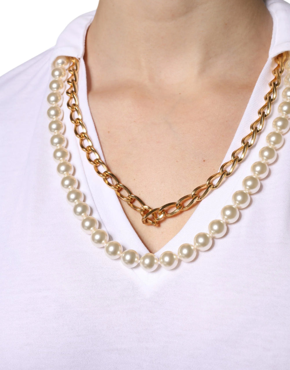 Dolce & Gabbana White Necklace Cotton Short Sleeve T-shirt - T-Shirts