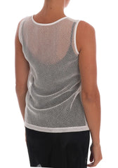 Dolce & Gabbana White Net Tank Transparent Top - Tank Tops
