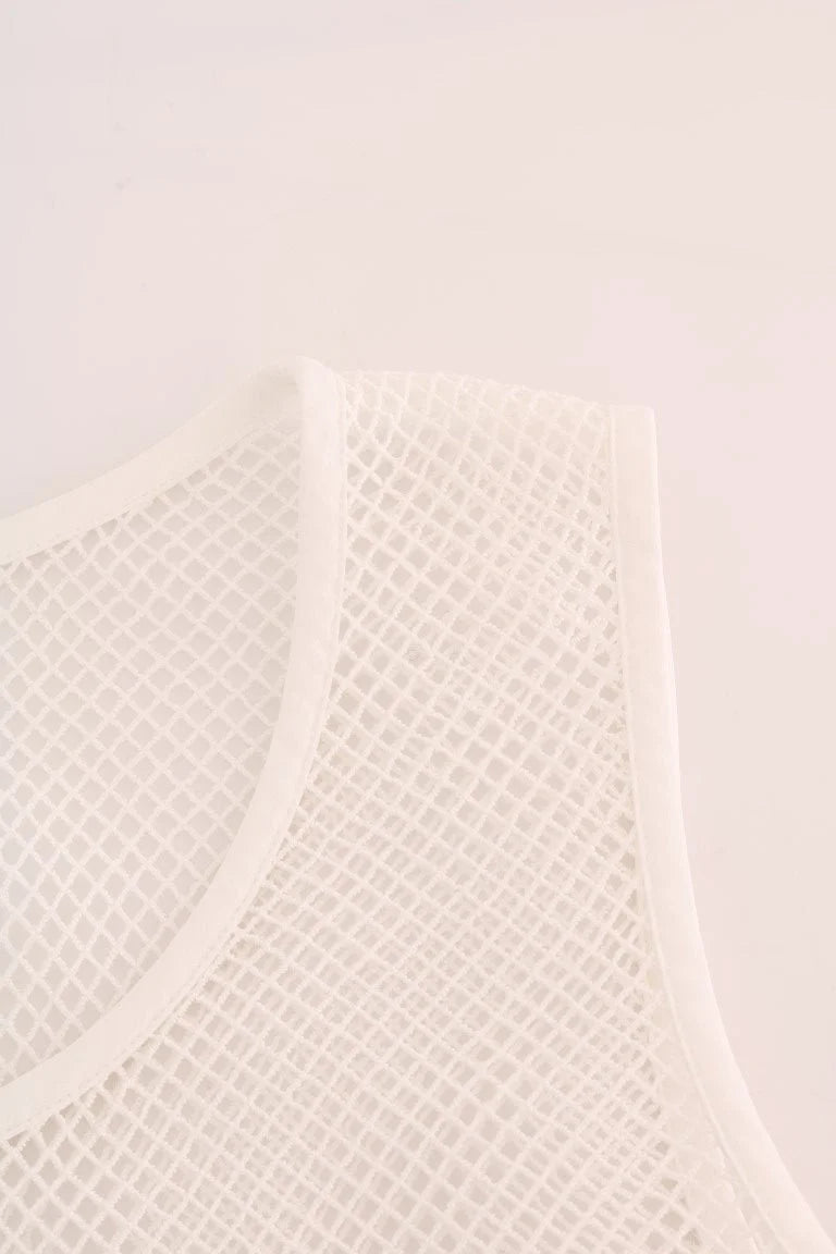 Dolce & Gabbana White Net Tank Transparent Top - Tank Tops