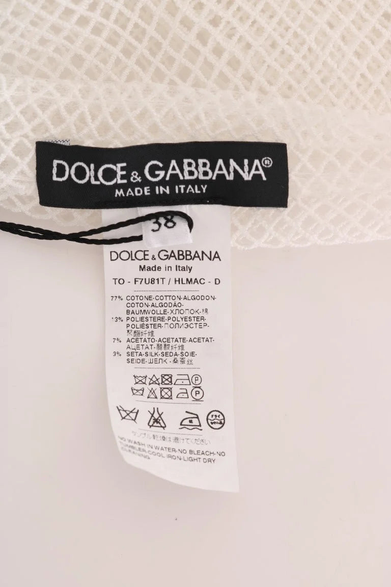 Dolce & Gabbana White Net Tank Transparent Top - Tank Tops