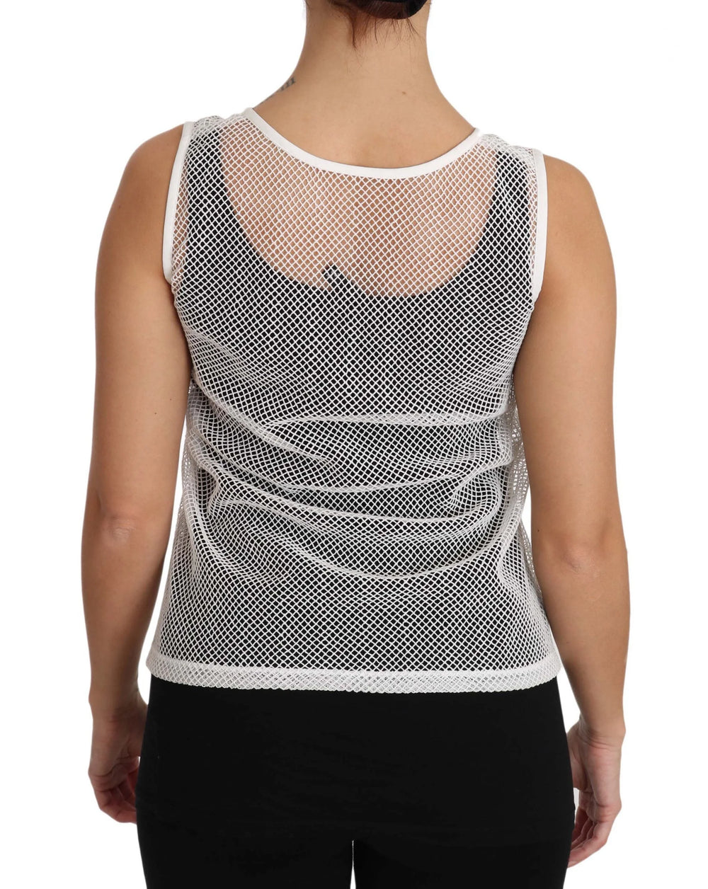 Dolce & Gabbana White Net Transparent Sleeveless Tank Top - Tank Tops