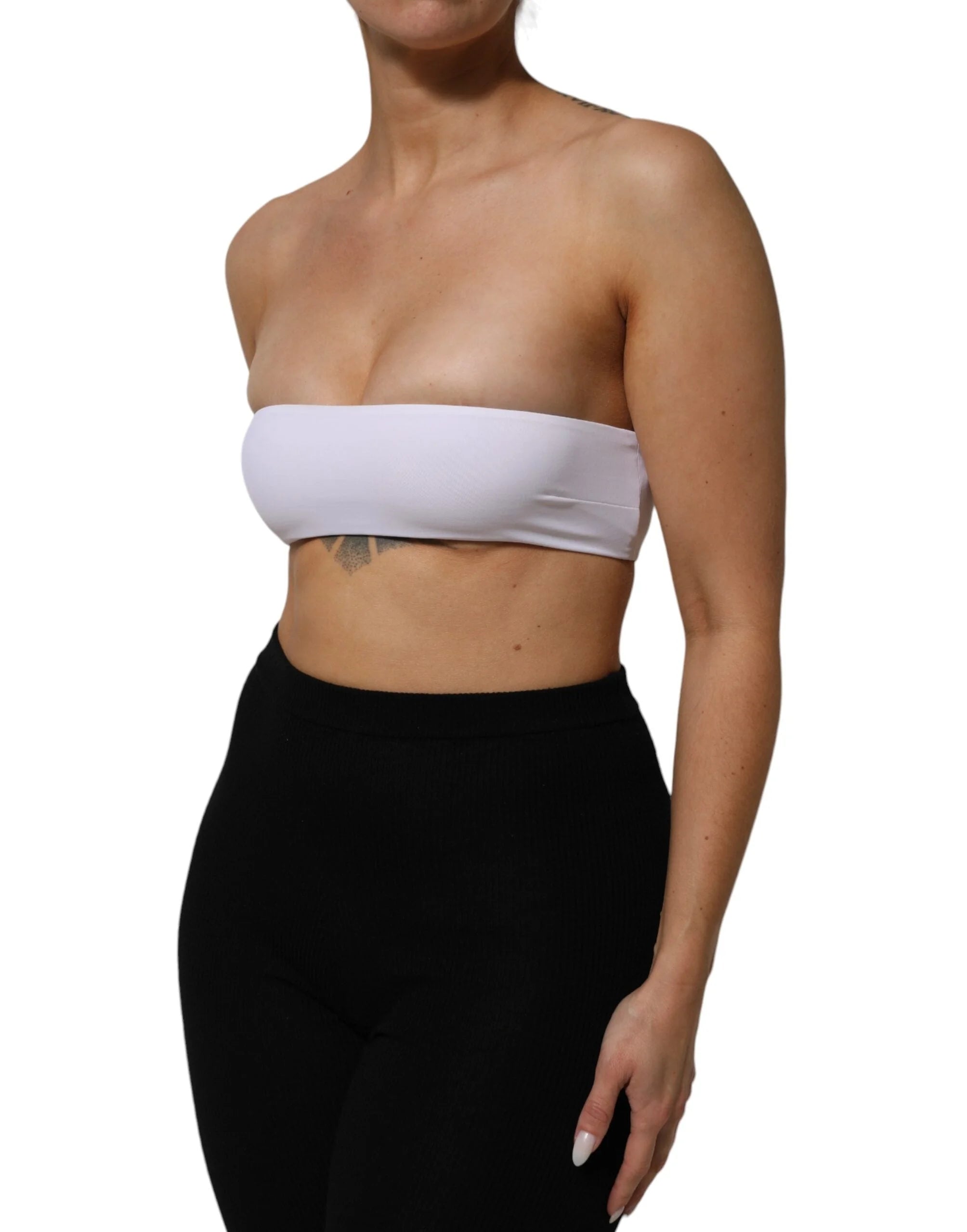Dolce & Gabbana White Nylon Blend Bandeau Strapless Tube Top - IT40|S - Tank Tops