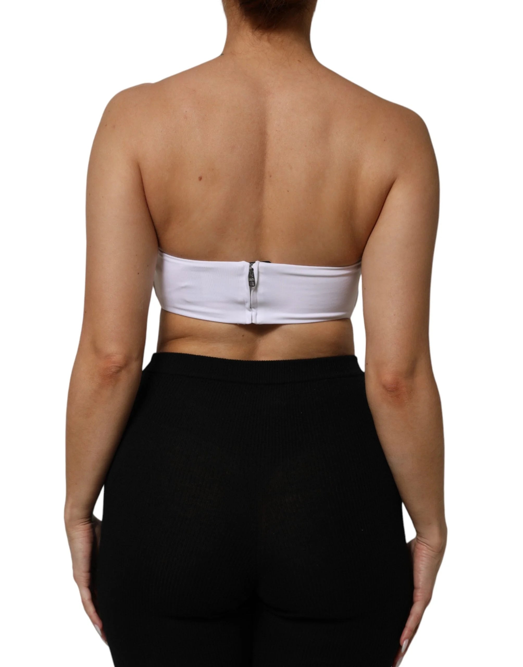 Dolce & Gabbana White Nylon Blend Bandeau Strapless Tube Top - IT40|S - Tank Tops