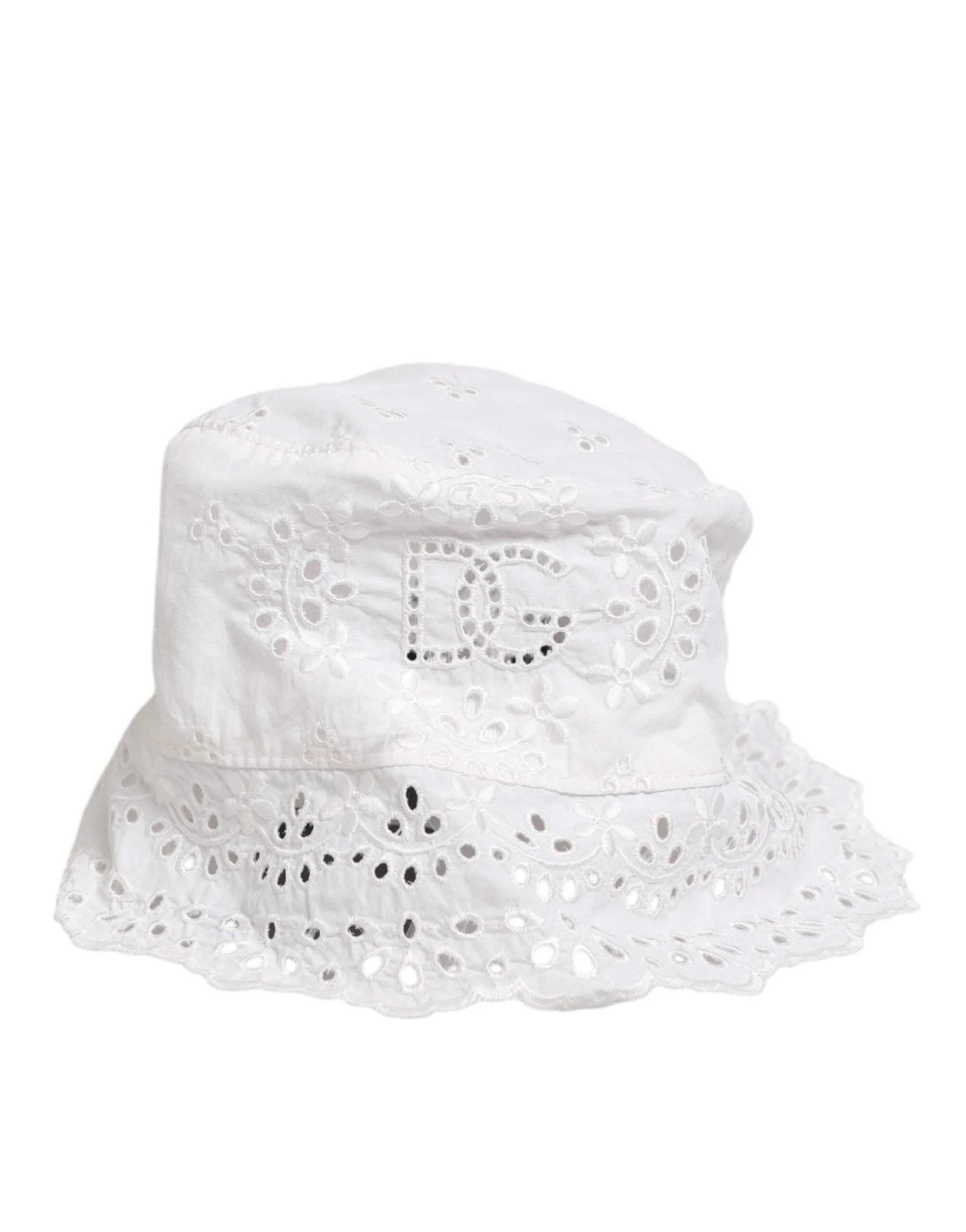 Dolce & Gabbana White Nylon Cut Out Bucket Logo Capello Hat - 57 cm|S - Bucket Hats