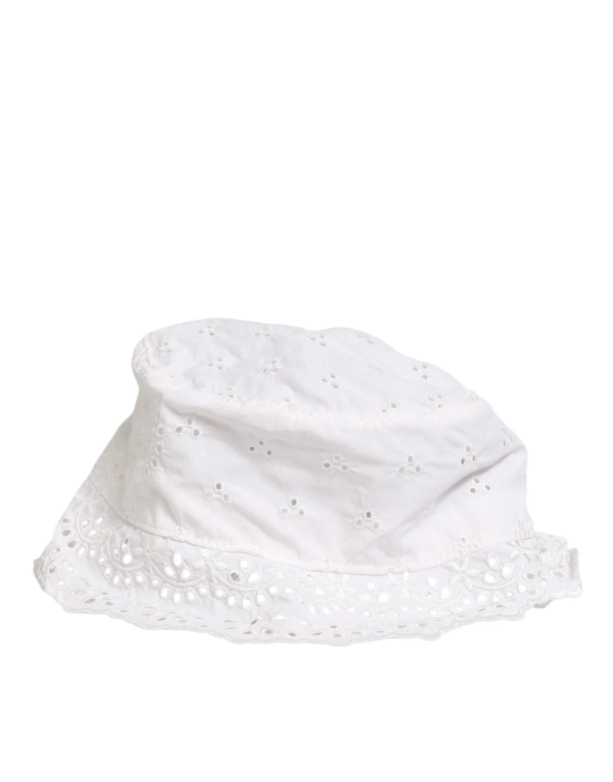 Dolce & Gabbana White Nylon Cut Out Bucket Logo Capello Hat - 57 cm|S - Bucket Hats