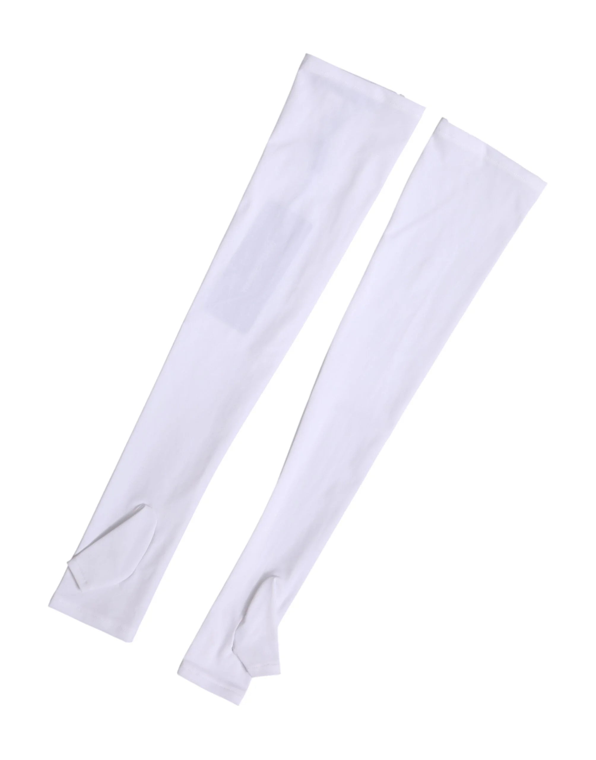 Dolce & Gabbana White Nylon Fingerless Elbow Length Mitten Gloves - 7|S - Gloves & Mittens