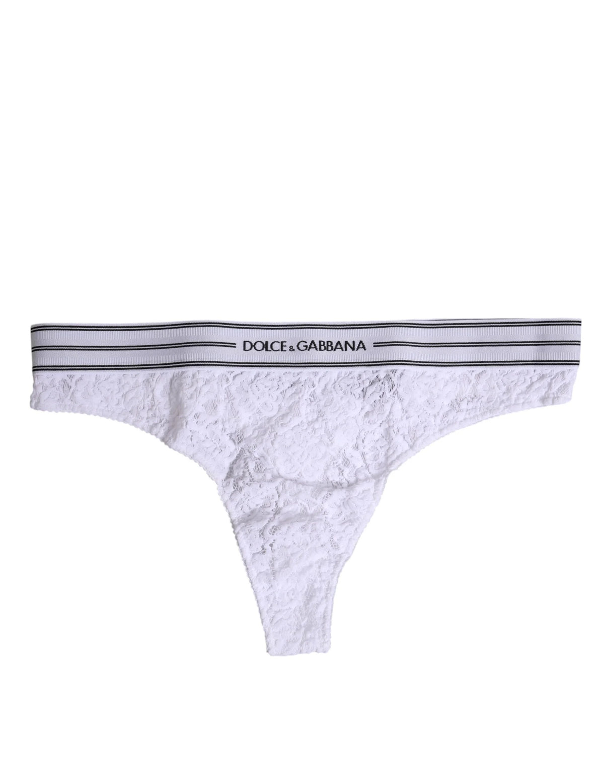 Dolce & Gabbana White Nylon Floral Lace Bottom Panty Underwear - Thongs