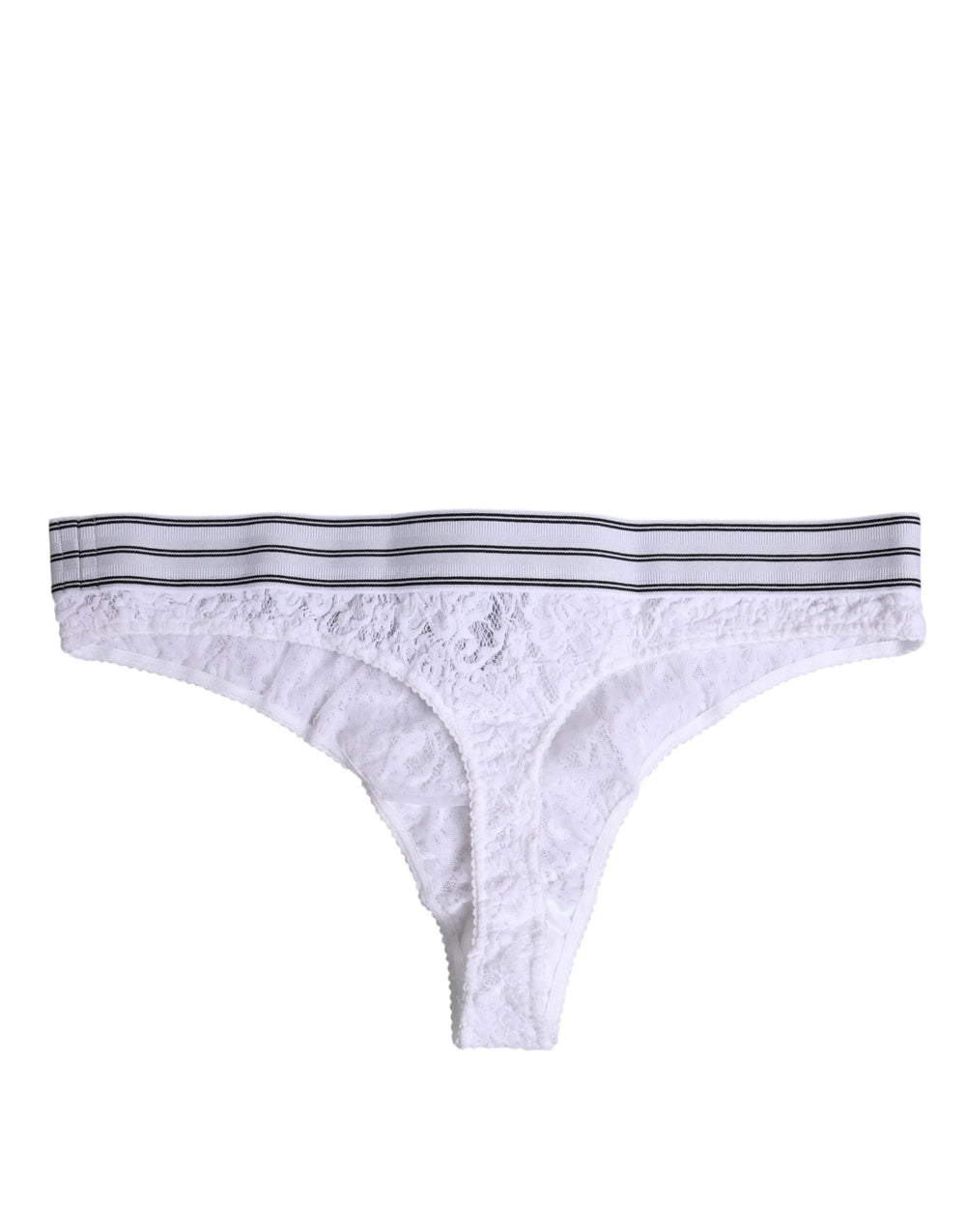 Dolce & Gabbana White Nylon Floral Lace Bottom Panty Underwear - Thongs