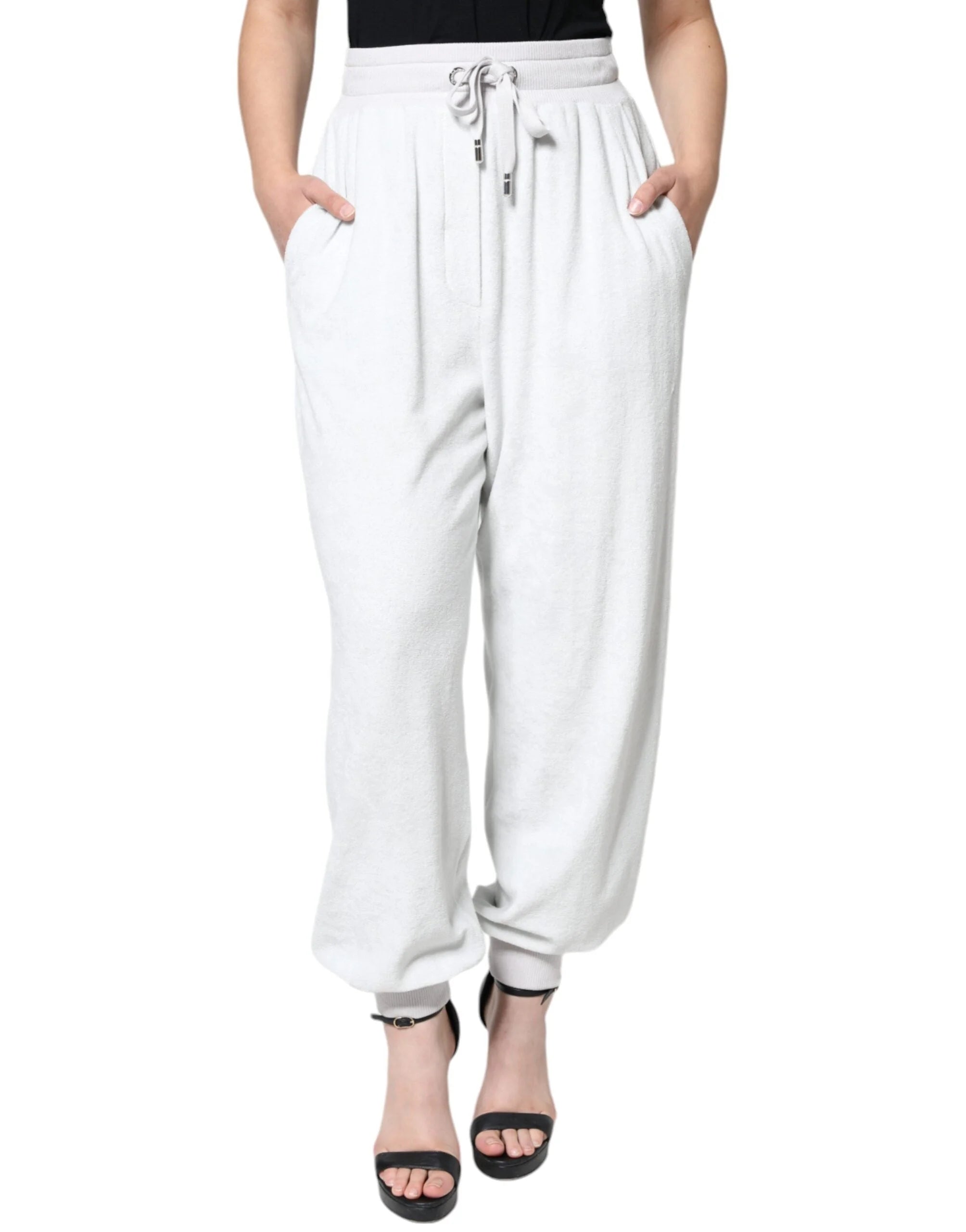 Dolce & Gabbana White Nylon Jogger Sweatpants Pants - IT40|S - Joggers