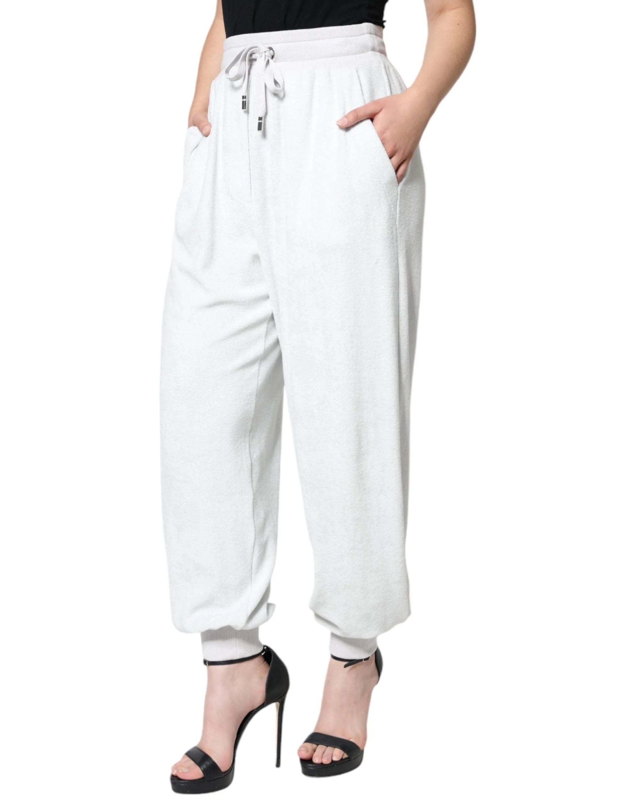 Dolce & Gabbana White Nylon Jogger Sweatpants Pants - IT40|S - Joggers
