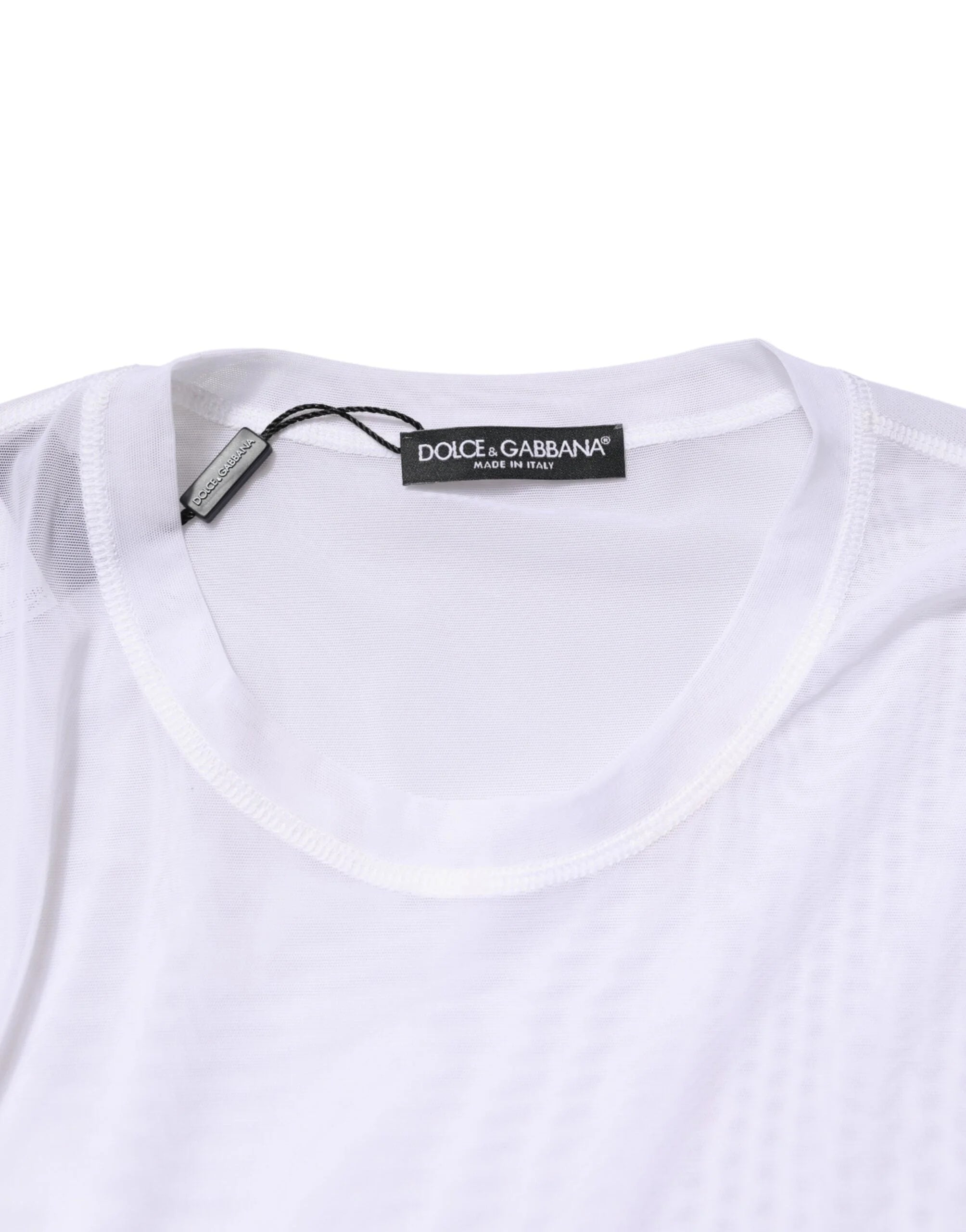 Dolce & Gabbana White Nylon Long Sleeves Crewneck T-Shirt - IT50 | L