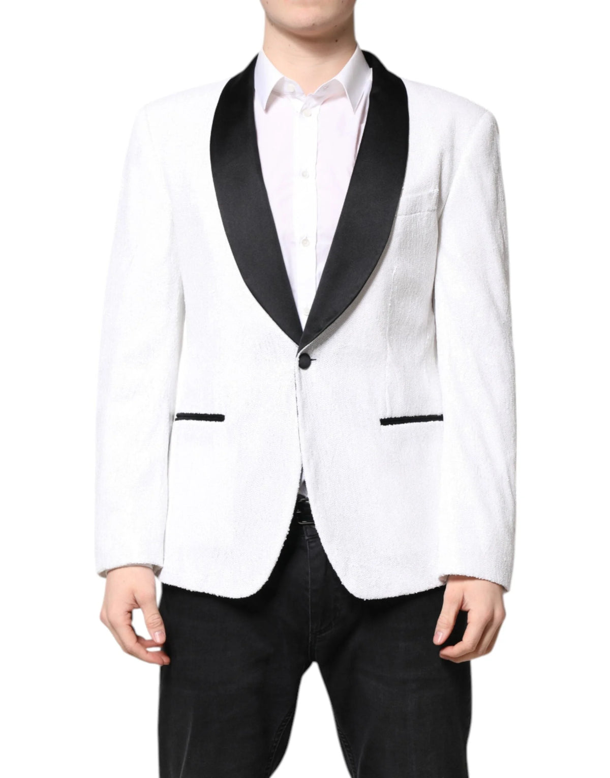 Dolce & Gabbana White Nylon Single Breasted Coat Blazer - IT50 | L - Sport Jackets