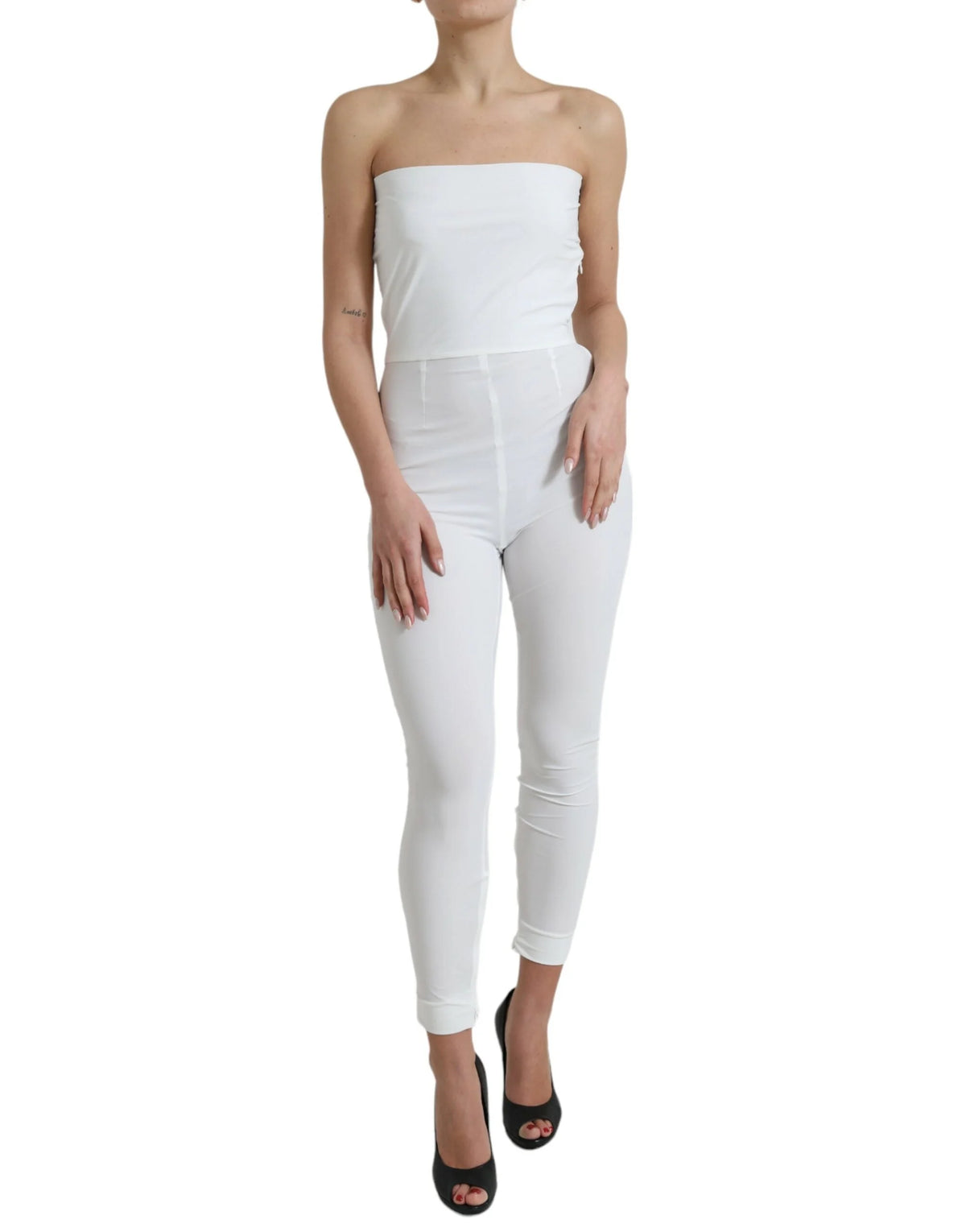 Dolce & Gabbana White Nylon Strapless Bodycon Jumpsuit Dress - IT40|S - Dresses