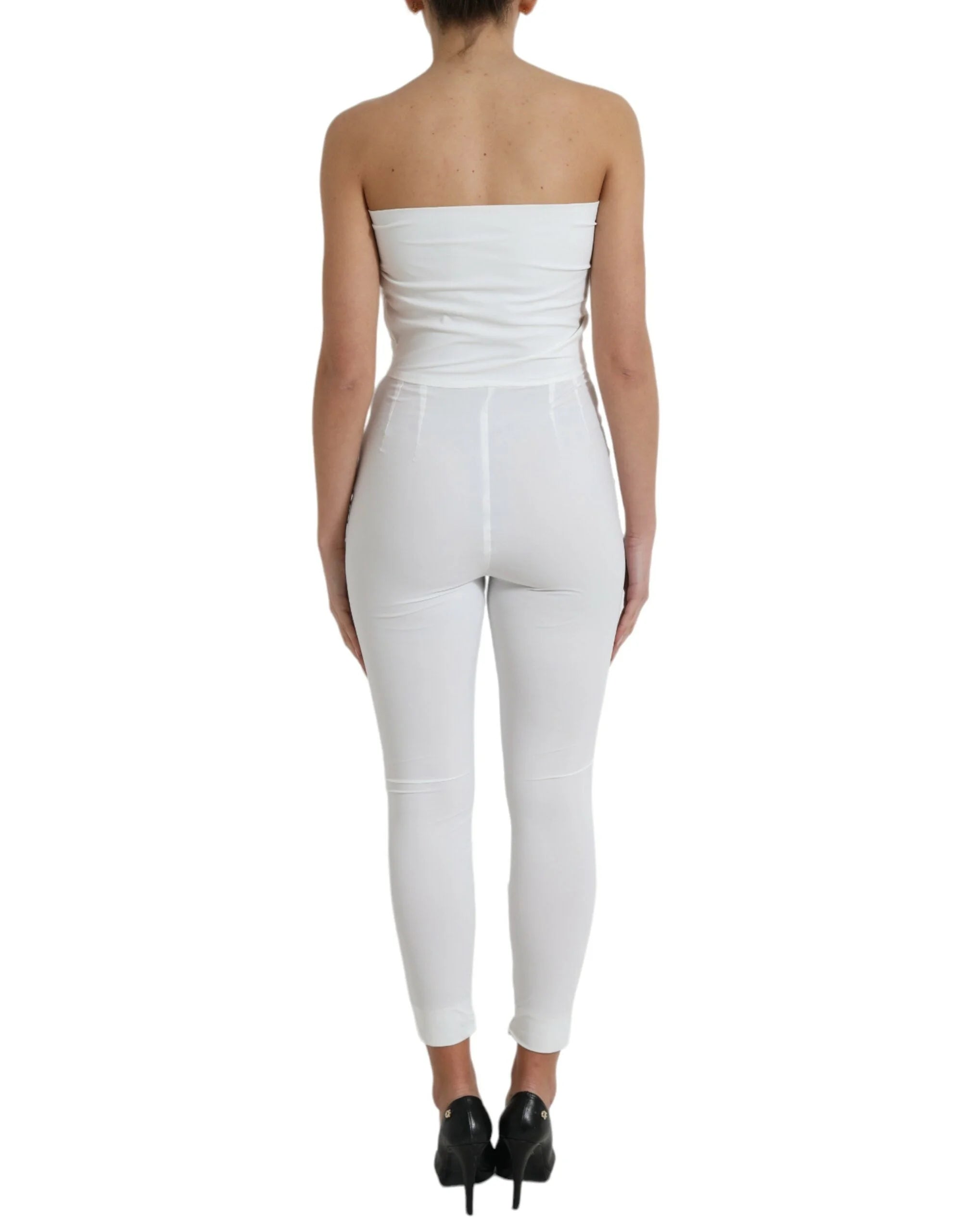 Dolce & Gabbana White Nylon Strapless Bodycon Jumpsuit Dress - IT40|S - Dresses