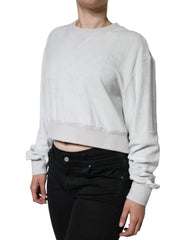 Dolce & Gabbana White Nylon Stretch Crew Neck Pullover Sweater - IT40|S - Sweaters