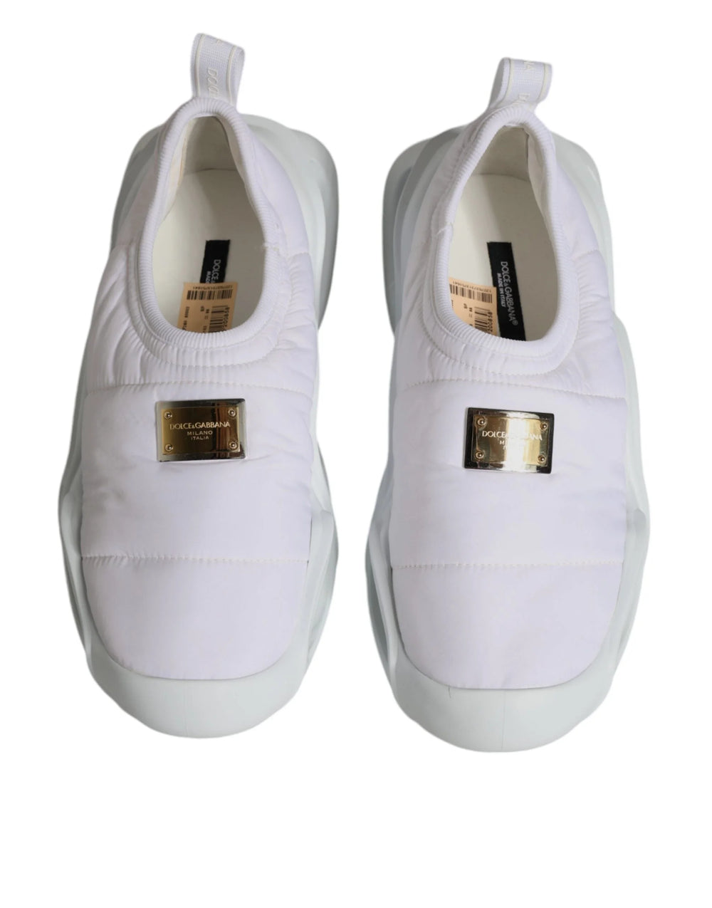 Dolce & Gabbana White Padded Fabric Low Top Sneakers Shoes - EU39/US8.5