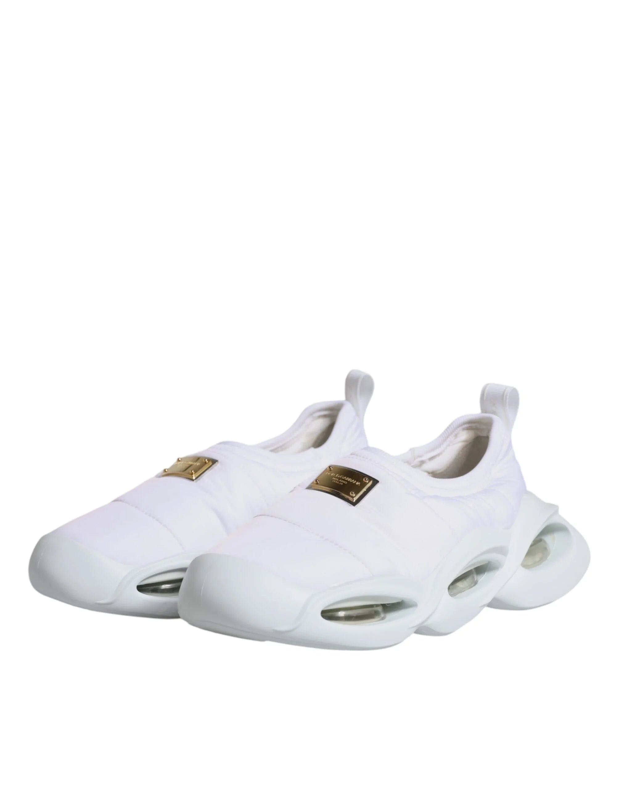 Dolce & Gabbana White Padded Fabric Low Top Sneakers Shoes - EU39/US8.5