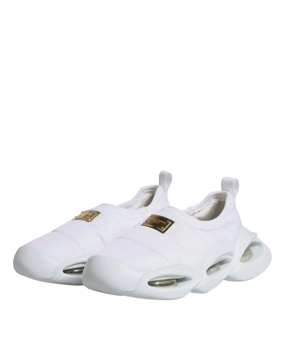 Dolce & Gabbana White Padded Fabric Low Top Sneakers Shoes - EU39/US8.5