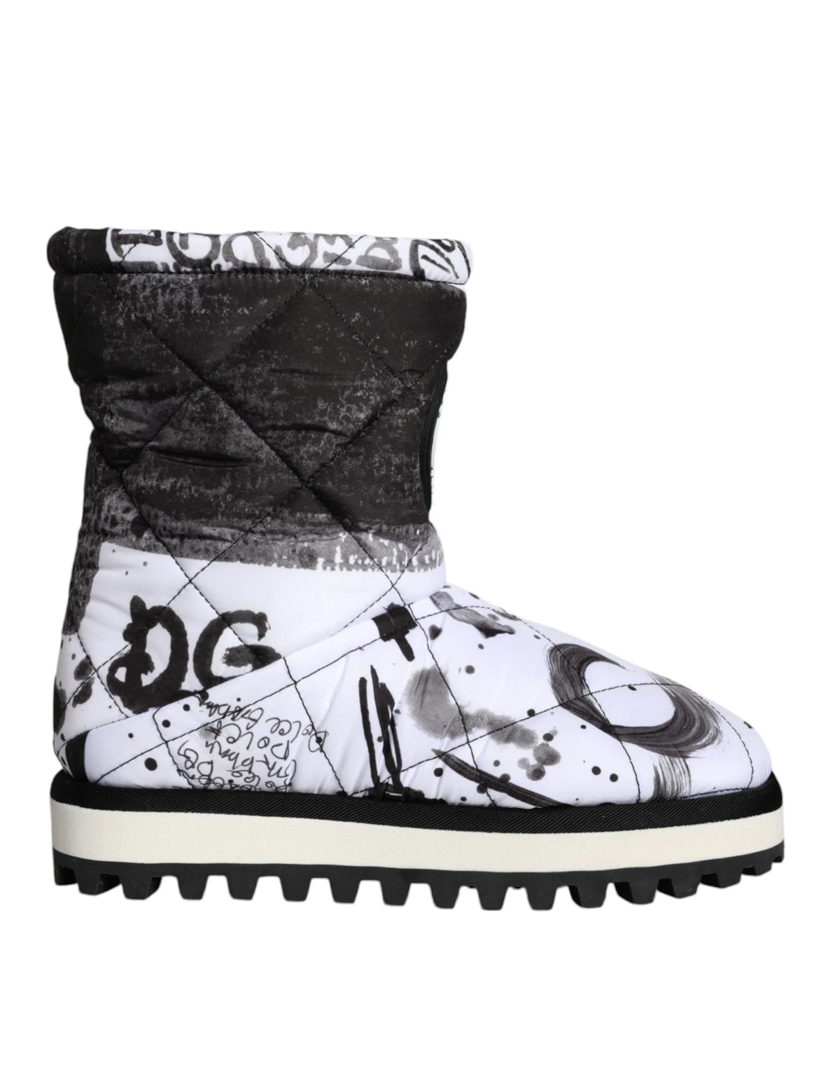 Dolce & Gabbana White Padded Logo Print Mid Calf Boots Shoes - EU37/US6.5 - Boots