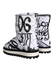 Dolce & Gabbana White Padded Logo Print Mid Calf Boots Shoes - EU37/US6.5 - Boots