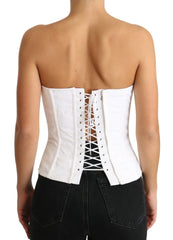 Dolce & Gabbana White PALERMO Bustier Cotton Top Corset - IT40|S - Blouses
