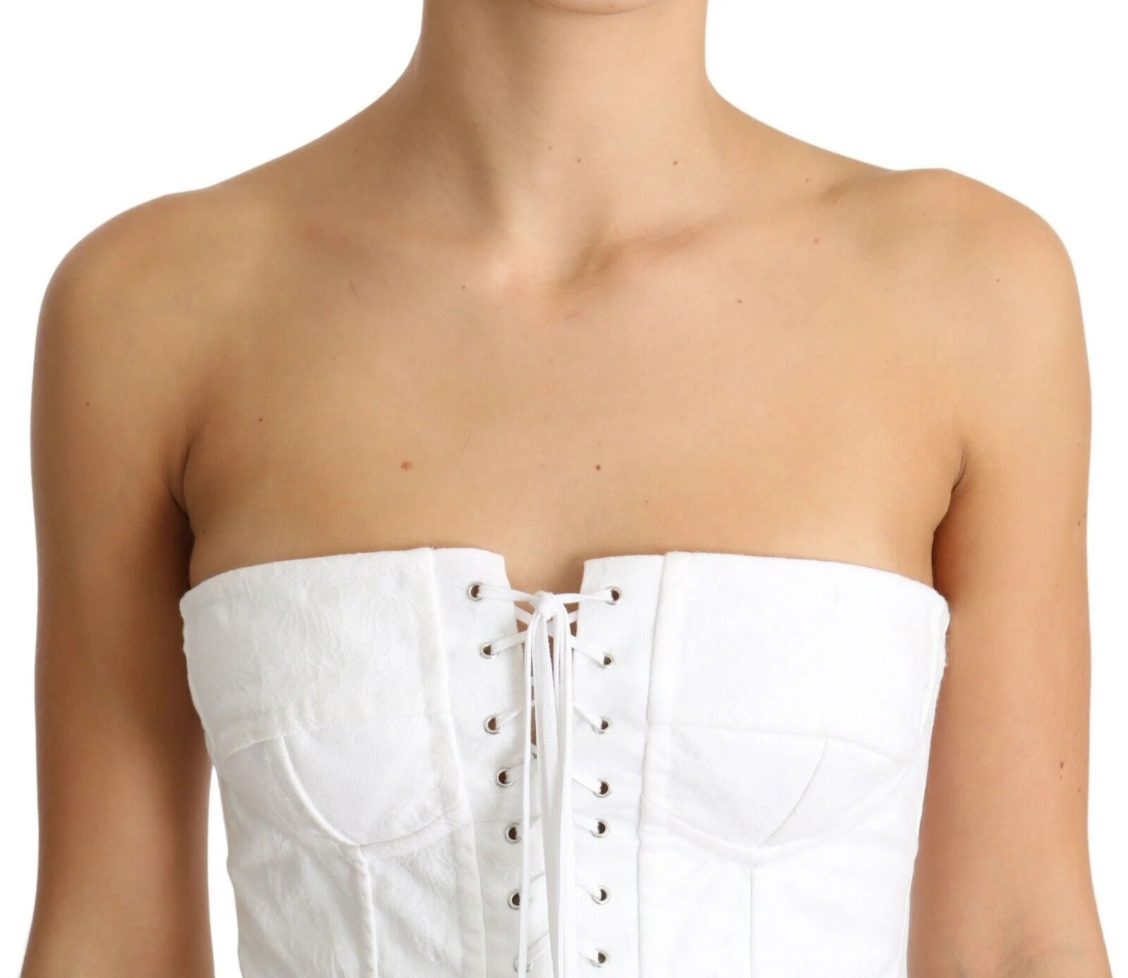 Dolce & Gabbana White PALERMO Bustier Cotton Top Corset - IT40|S - Blouses