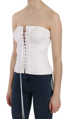 Dolce & Gabbana White PALERMO Cotton Bustier Top Corset - IT46|XL - Tank Tops