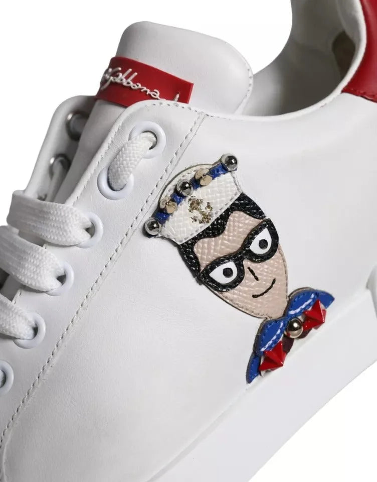 Dolce & Gabbana White Patch Calfskin Nappa Portofino Sneakers Shoes - EU35/US4.5 - Sneakers