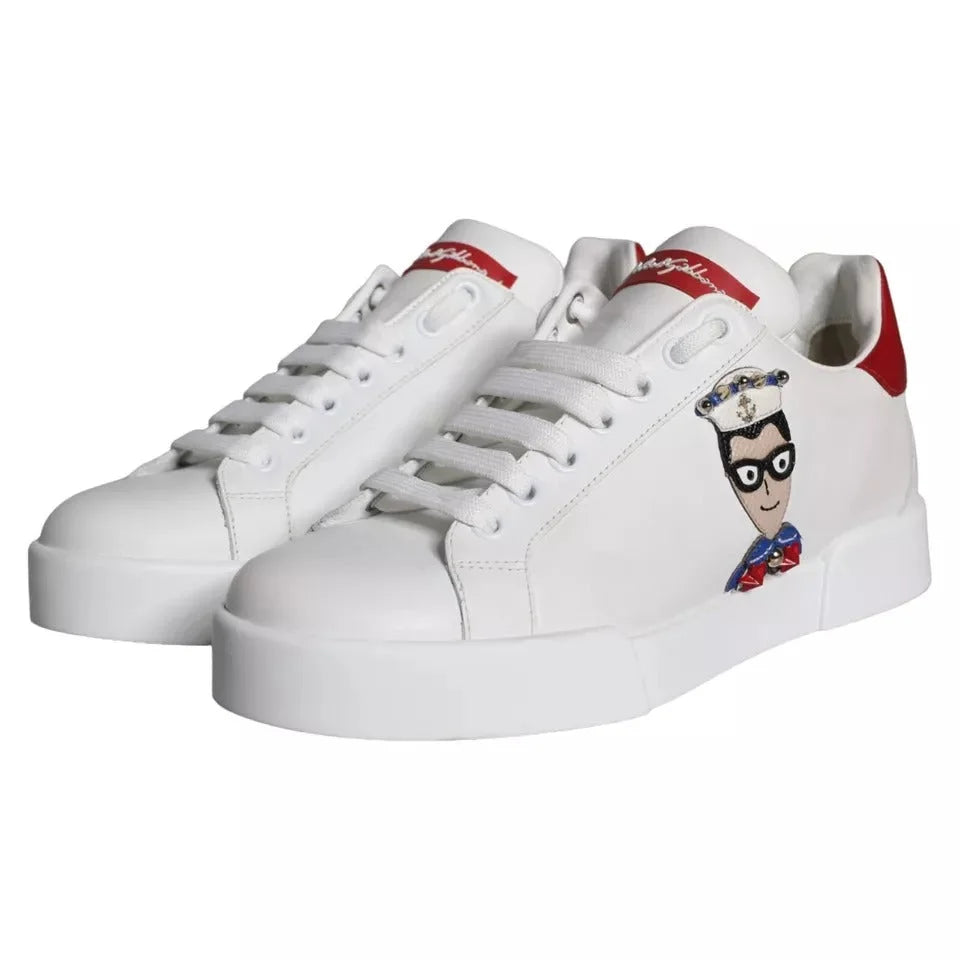 Dolce & Gabbana White Patch Calfskin Nappa Portofino Sneakers Shoes - EU35/US4.5 - Sneakers