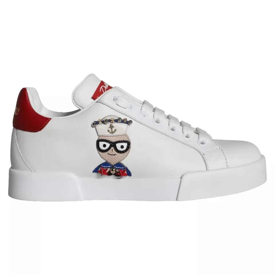 Dolce & Gabbana White Patch Calfskin Nappa Portofino Sneakers Shoes - EU35/US4.5 - Sneakers