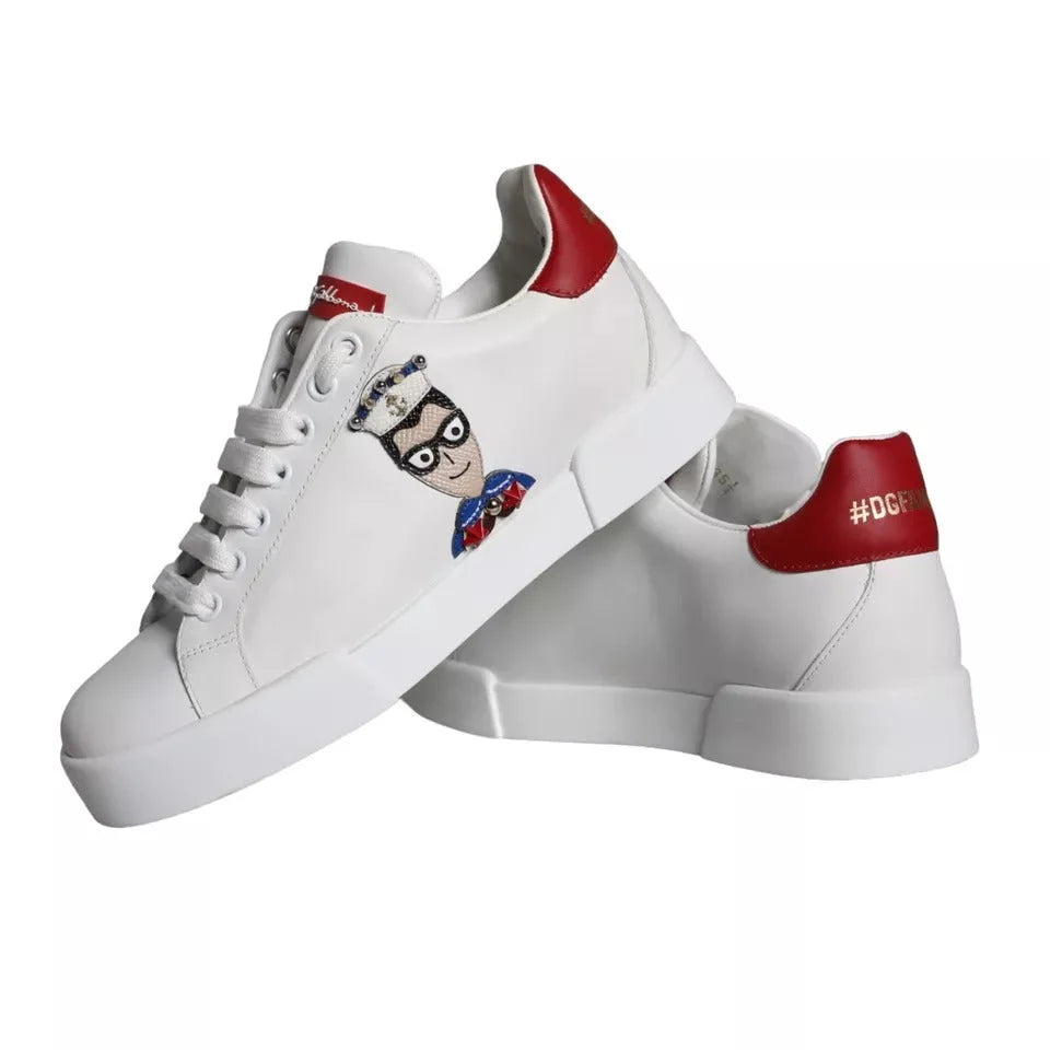 Dolce & Gabbana White Patch Calfskin Nappa Portofino Sneakers Shoes - EU35/US4.5 - Sneakers