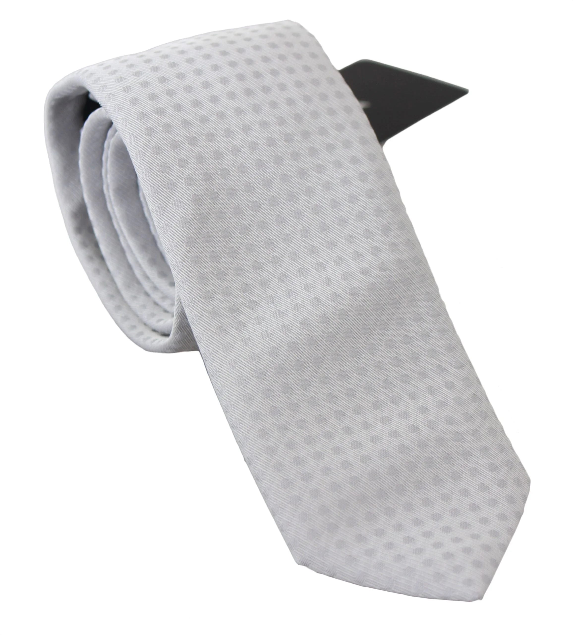 Dolce & Gabbana White Patterned Classic Mens Slim Necktie Tie - Neckties