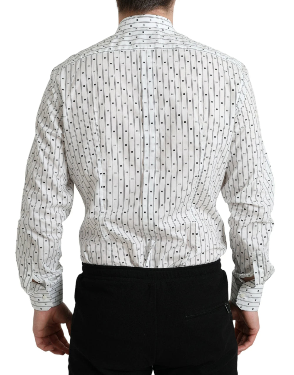 Dolce & Gabbana White Patterned Men GOLD Formal Dress Shirt - IT39 | S - Shirts