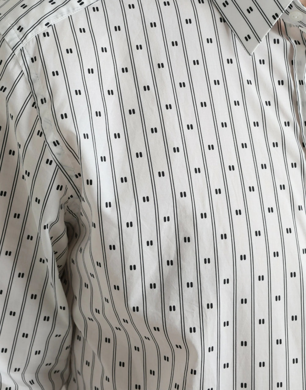 Dolce & Gabbana White Patterned Men GOLD Formal Dress Shirt - IT39 | S - Shirts