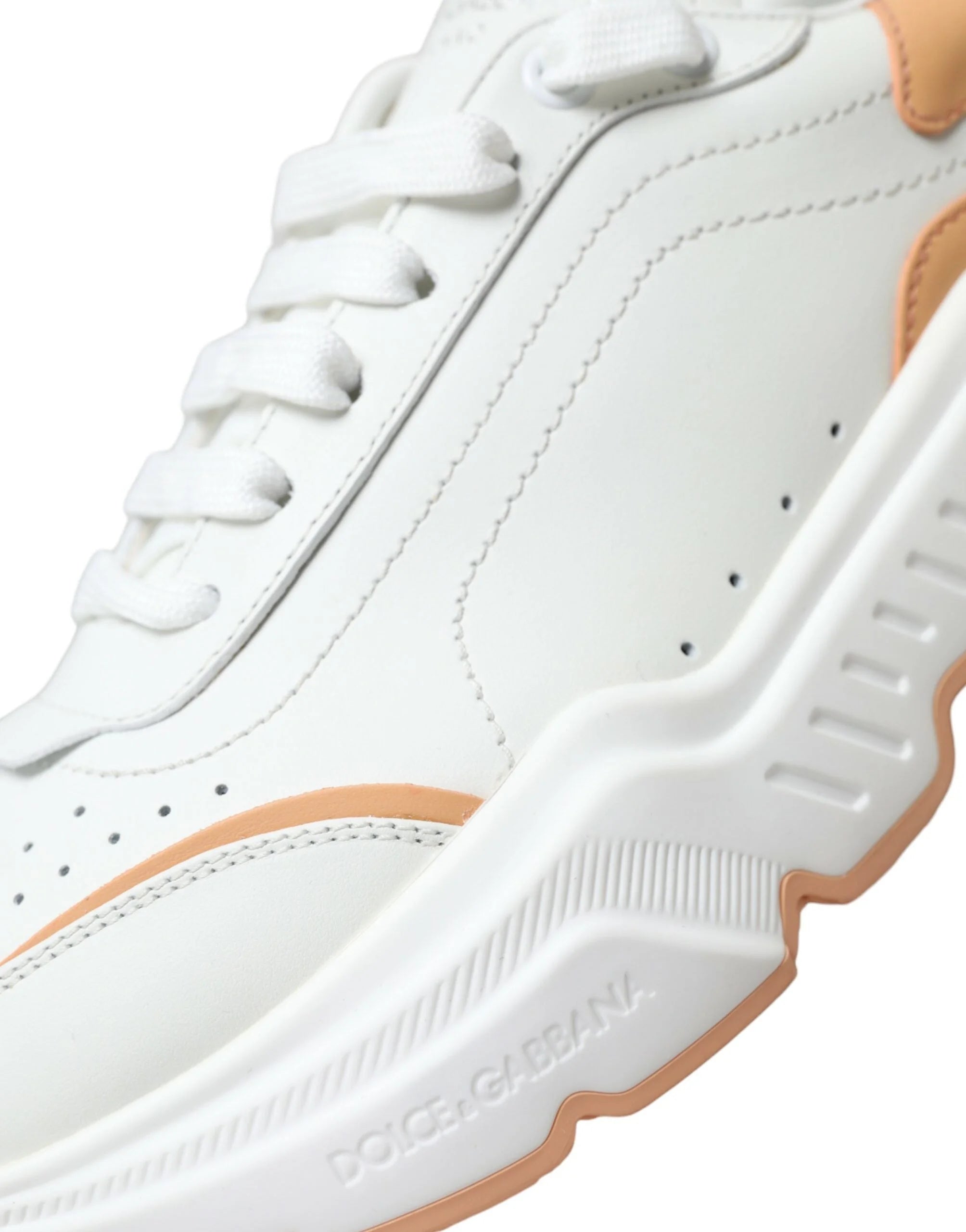 Dolce & Gabbana White Peach DAYMASTER Leather Sneakers Shoes - EU36.5/US6 - Sneakers