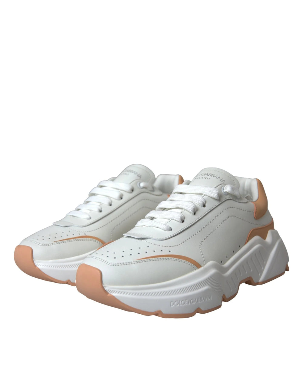 Dolce & Gabbana White Peach DAYMASTER Leather Sneakers Shoes - EU36.5/US6 - Sneakers