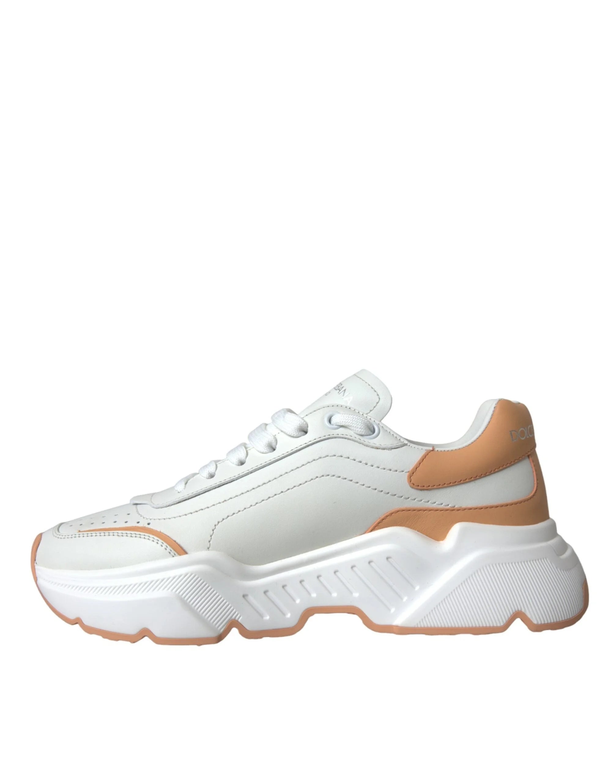 Dolce & Gabbana White Peach DAYMASTER Leather Sneakers Shoes - EU36.5/US6 - Sneakers