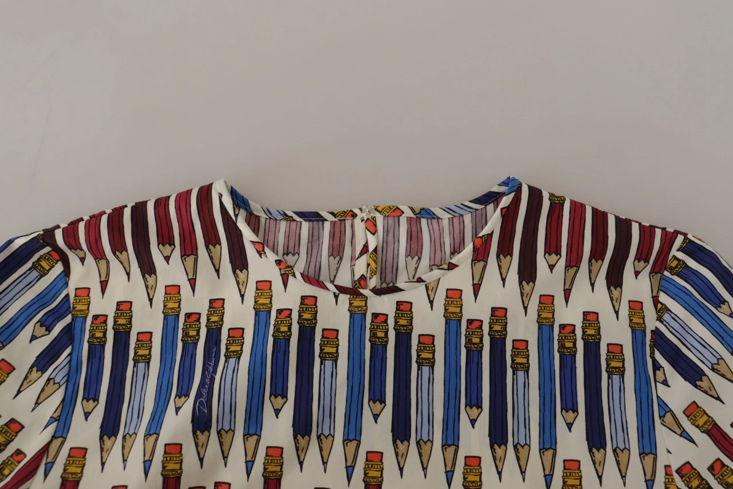 Dolce & Gabbana White Pencil Print Cotton T-shirt Blouse - Blouses