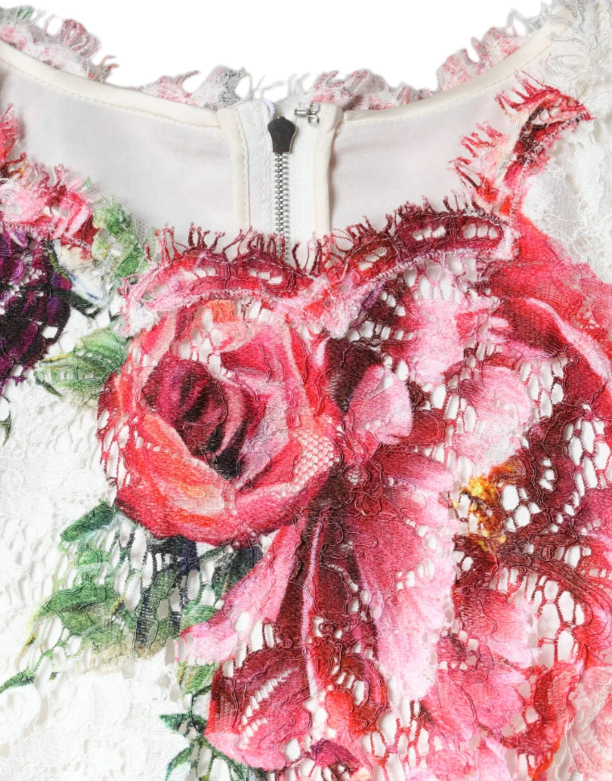 Dolce & Gabbana White Peony Lace Short Sleeves Blouse Top - Blouses