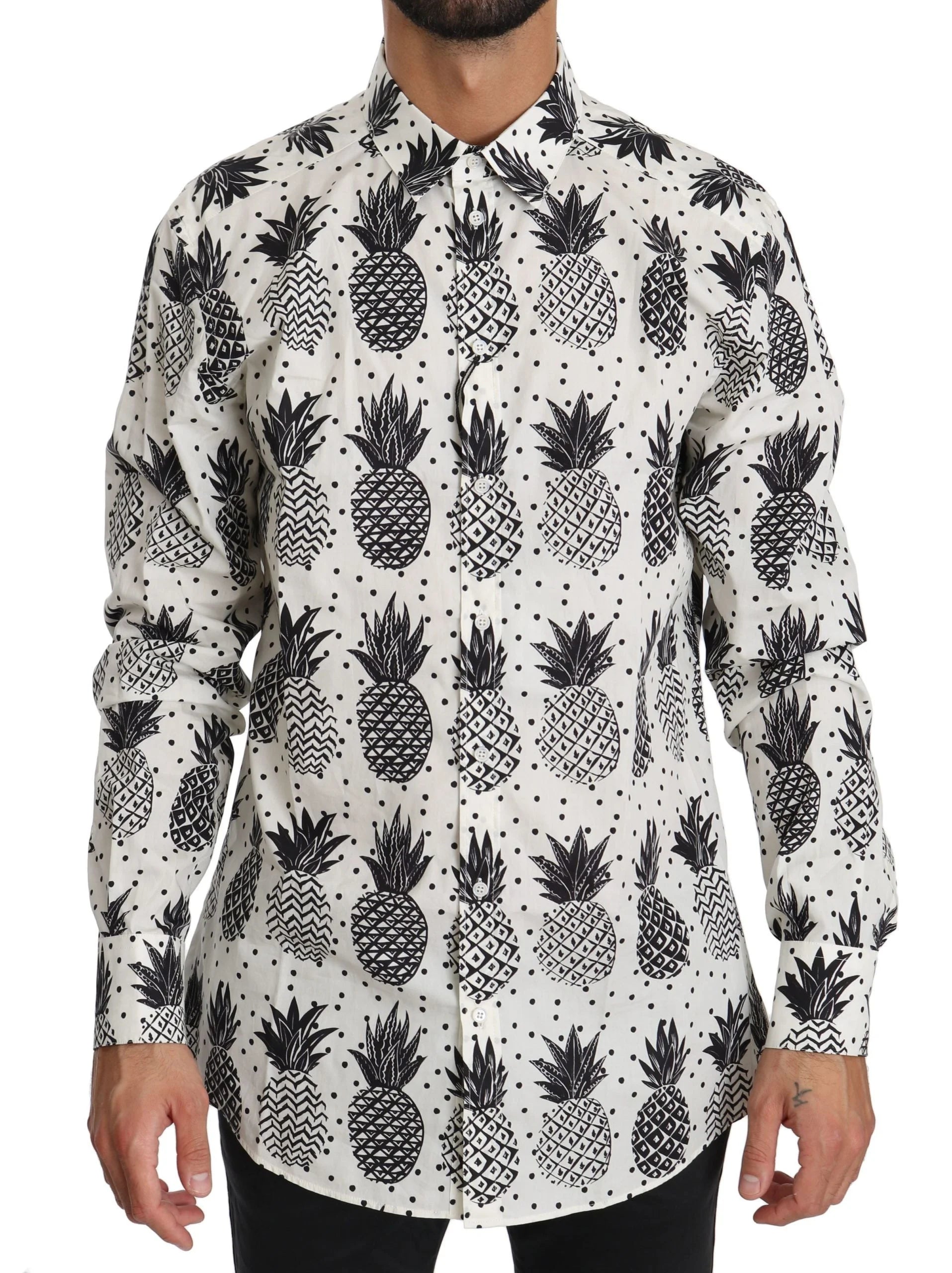 Dolce & Gabbana White Pineapple Cotton Top Shirt - Shirts