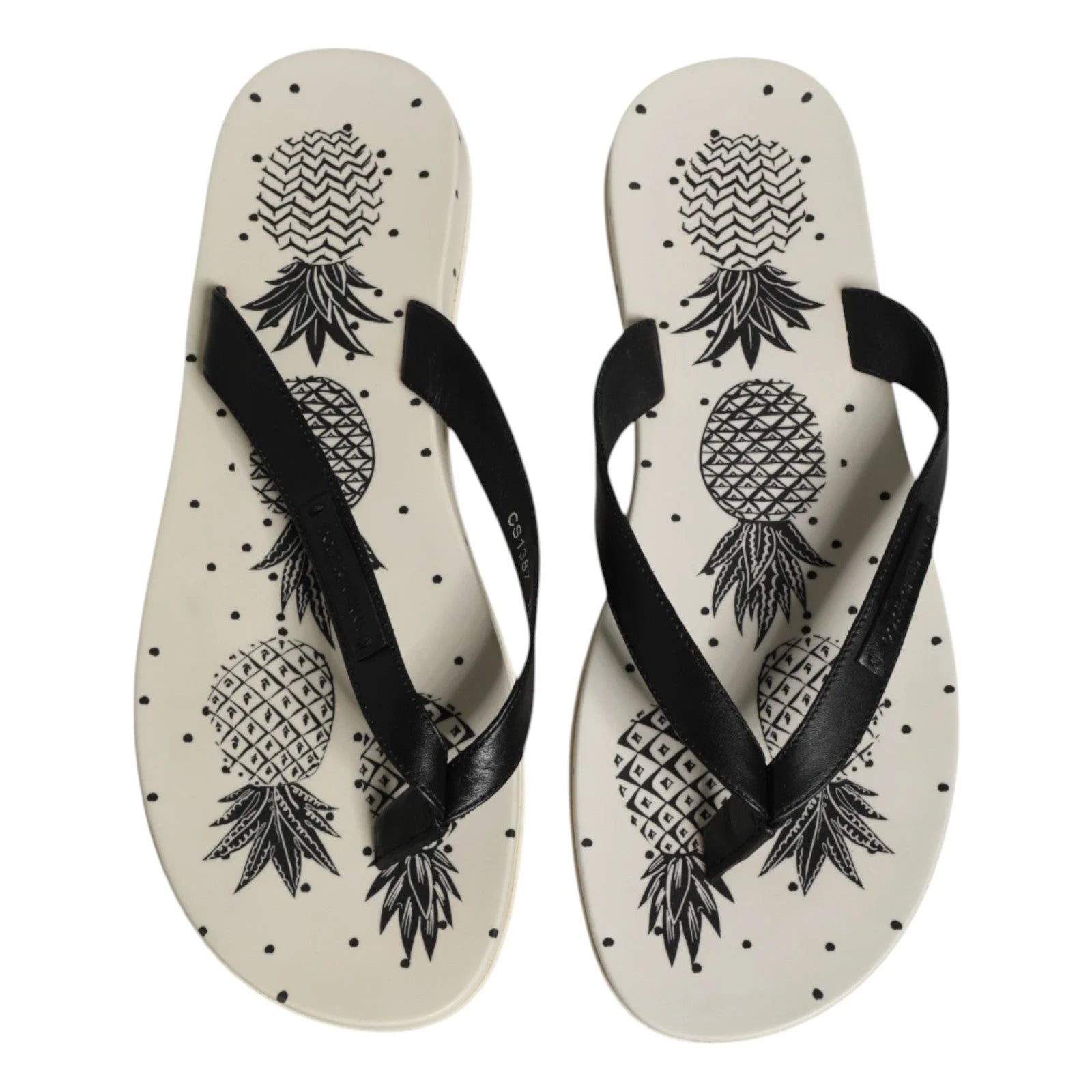 Dolce & Gabbana White Pineapple Print Slides Flip Flops Shoes - EU44/US11