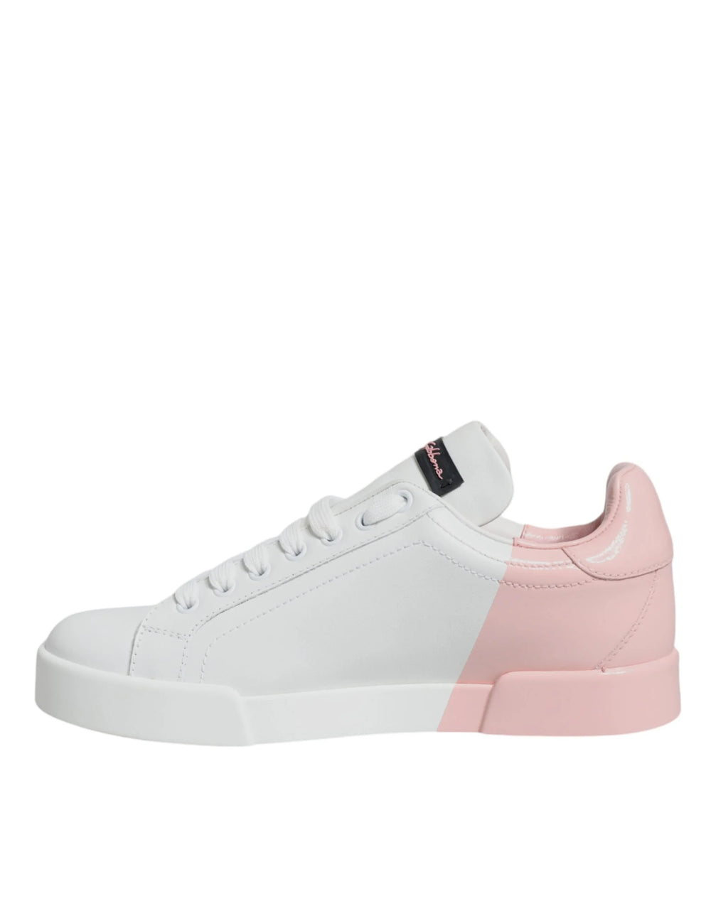 Dolce & Gabbana White Pink Portofino Low Top Sneakers Shoes - EU35/US4.5 - Sneakers