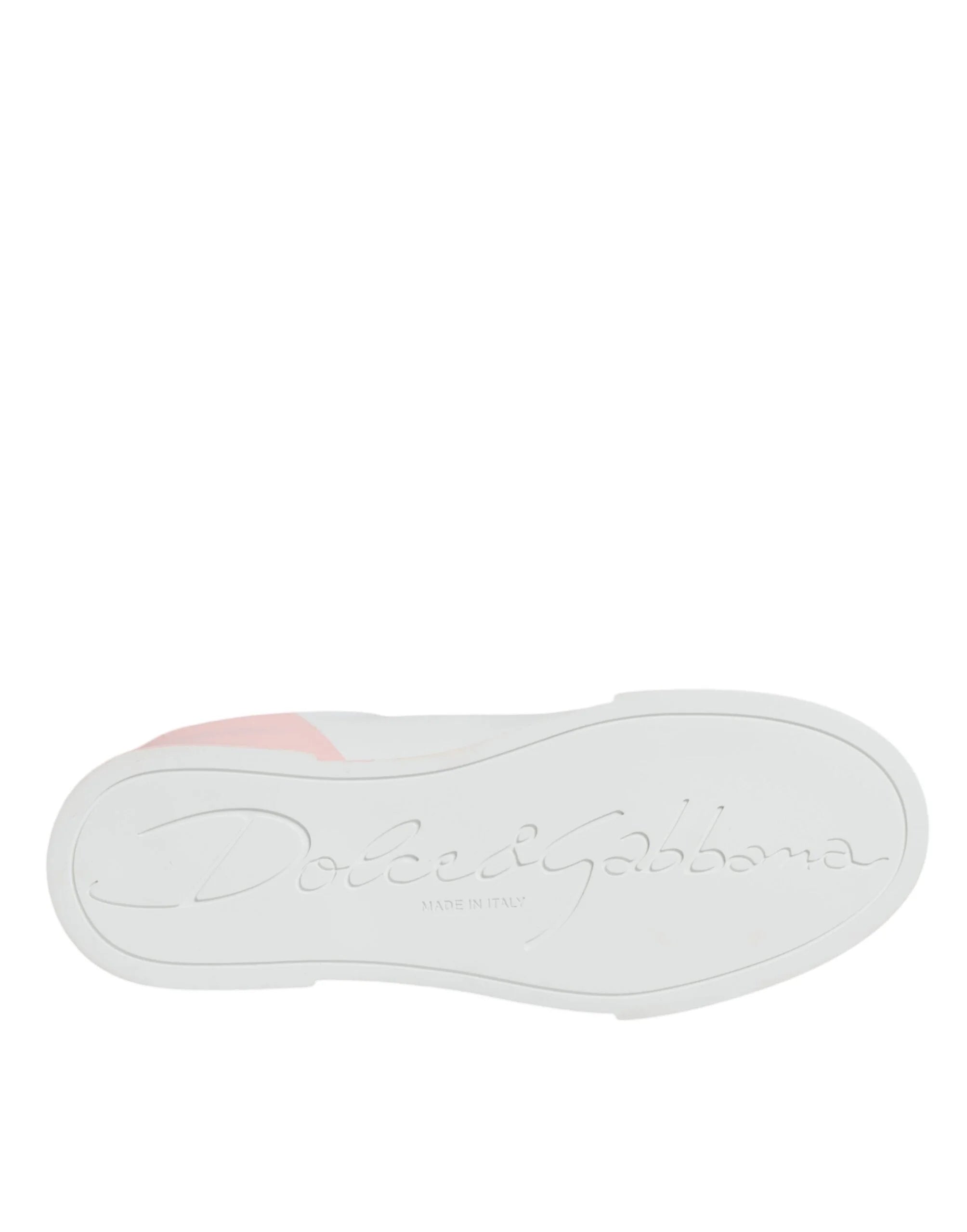 Dolce & Gabbana White Pink Portofino Low Top Sneakers Shoes - EU35/US4.5 - Sneakers