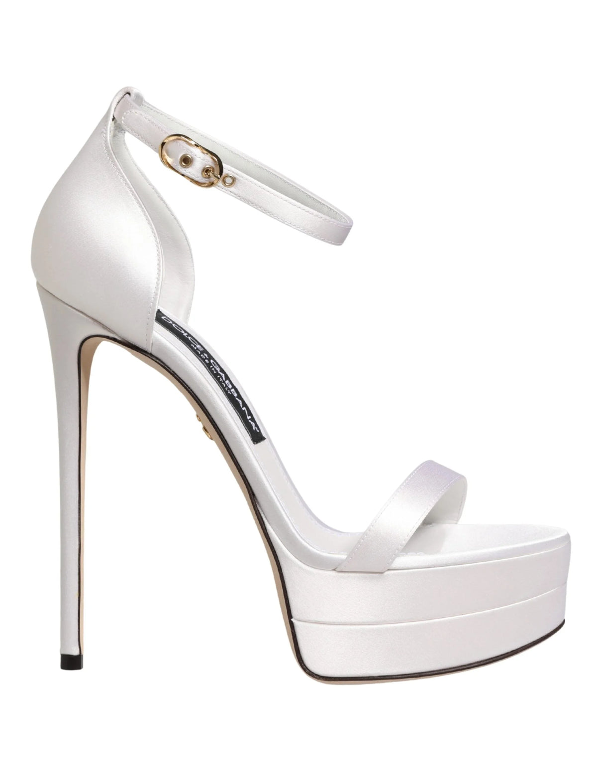 Dolce & Gabbana White Platform Ankle Strap Sandals Shoes