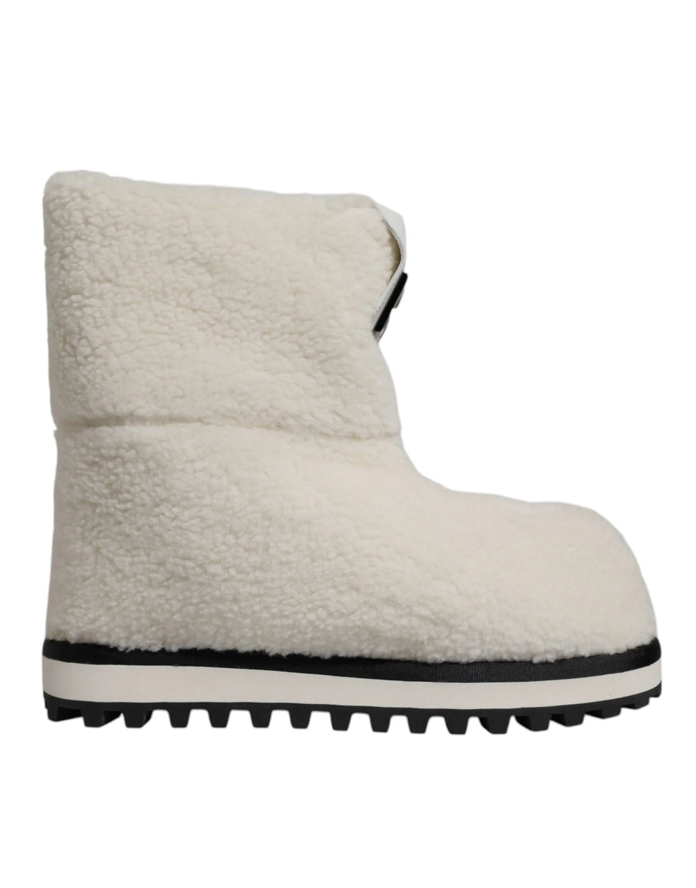 Dolce & Gabbana White Plush Logo Padded Mid Calf Boots Shoes - EU44/US11 - Boots