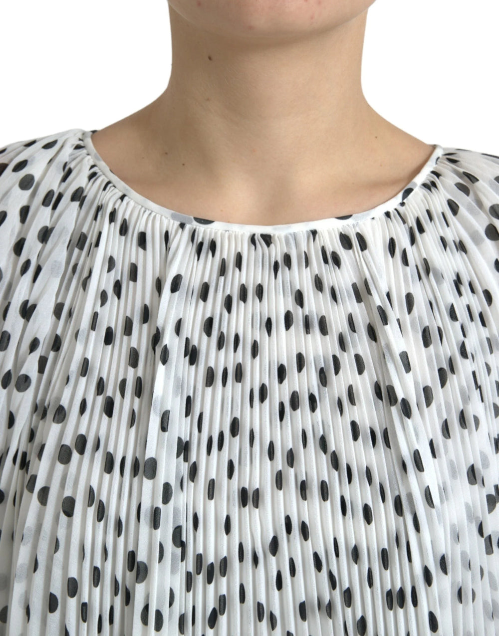 Dolce & Gabbana White Polka Dot A-line Pleated Maxi Dress - IT40|S - Dresses