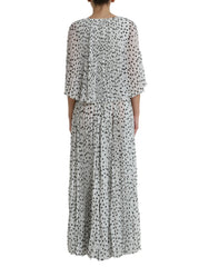 Dolce & Gabbana White Polka Dot A-line Pleated Maxi Dress - IT40|S - Dresses